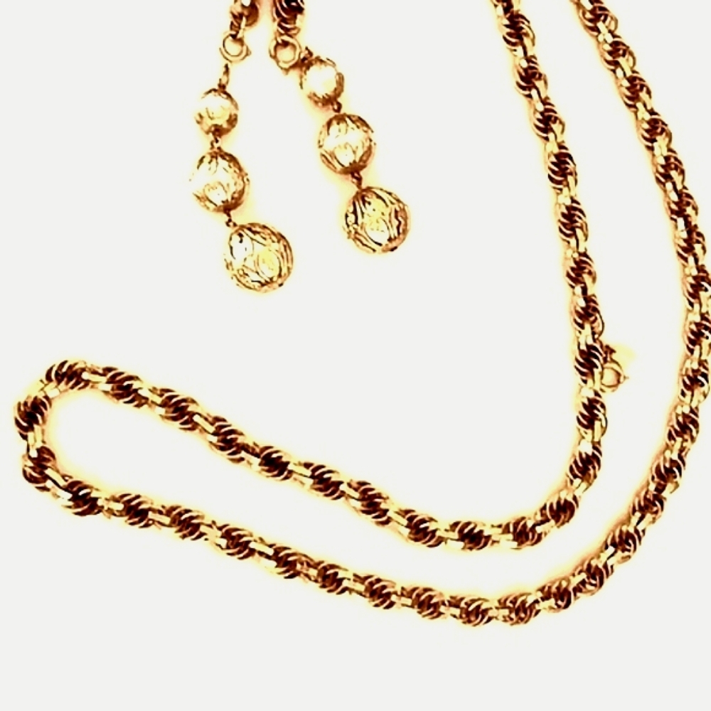 Park Lane Chainlink Chain Belt or Necklace. Filigre pearls, 46" overall, S-L